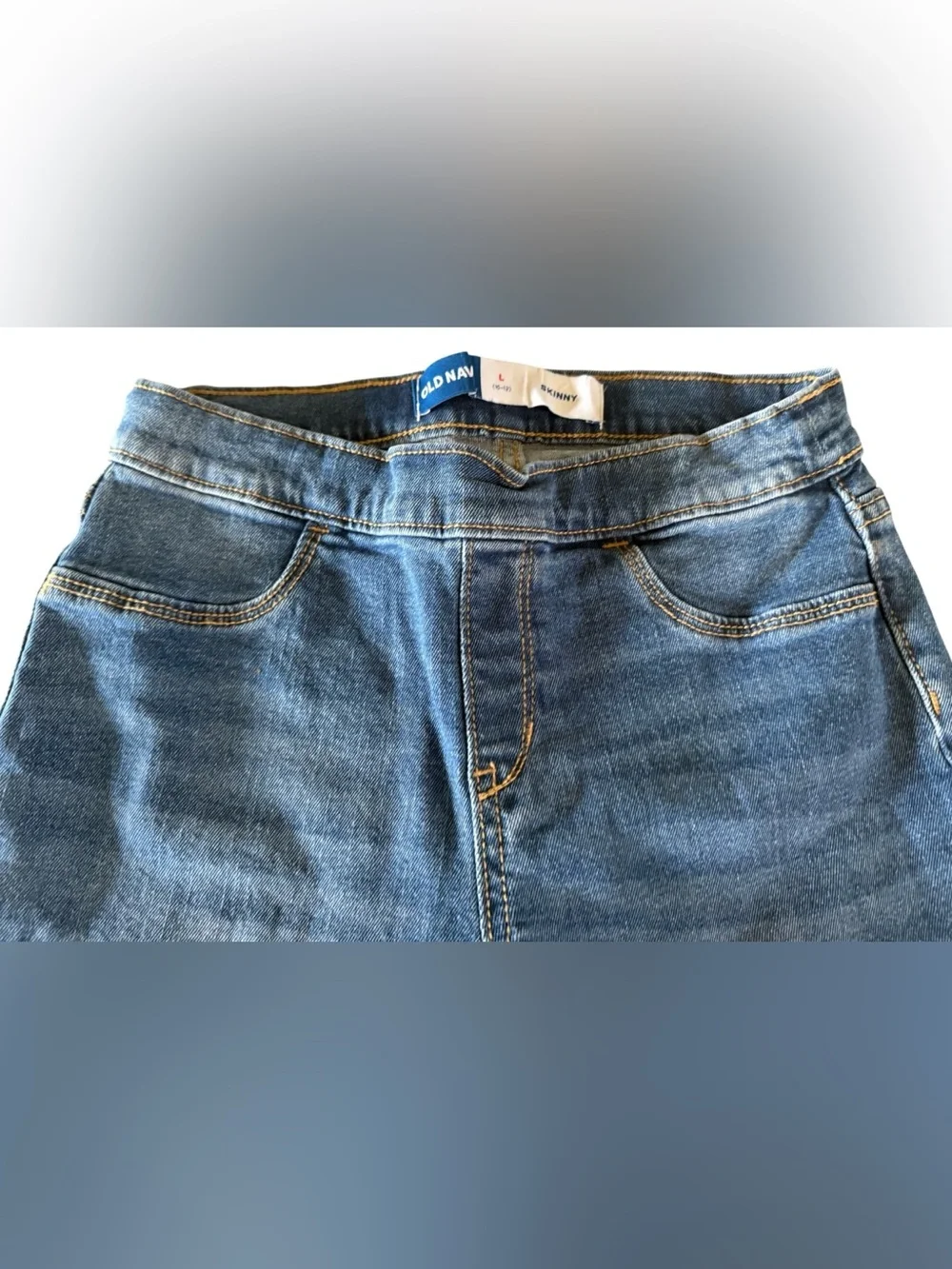 Old Navy Girls Skinny Jeans Size L 10-12 Blue Adjustable Waist Kids Denim